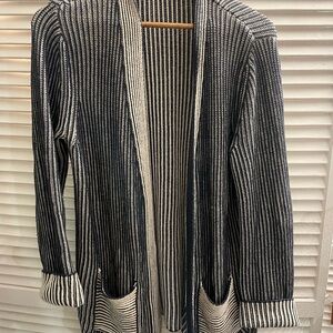 Simply Vera Vera Wang Black & White Striped Open-Front Cardigan